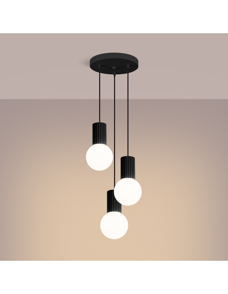 Pendant lamps spheres - Sollux HALO 3P pendant lamp black SL.1715 - product kolory-swiatla.pl 3