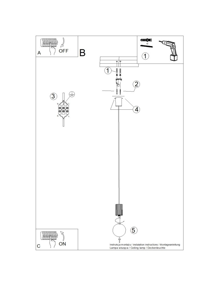 Pendant lamps spheres - Sollux HALO 1 pendant lamp beige SL.1719 - product kolory-swiatla.pl 11