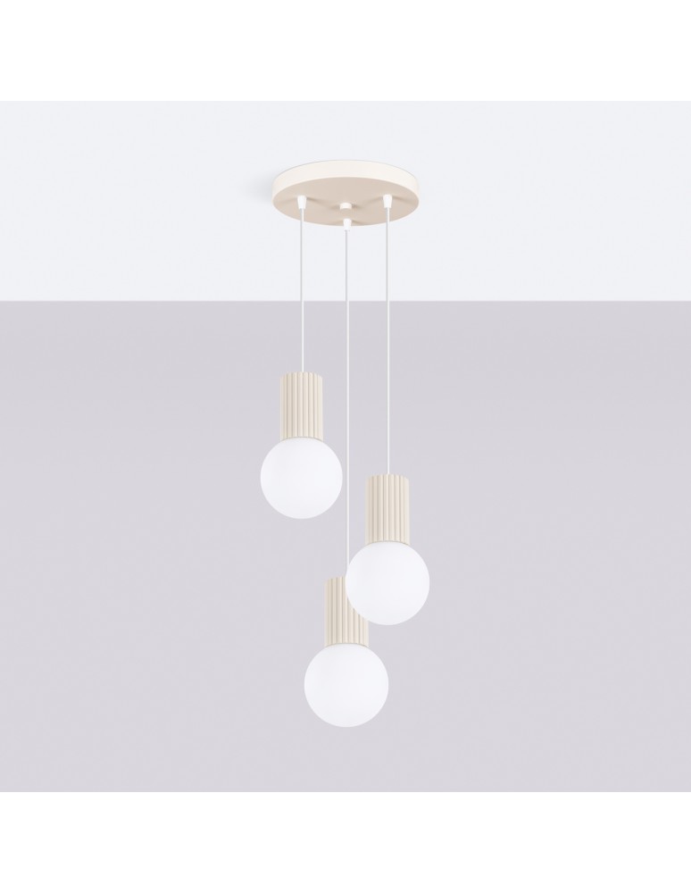 Pendant lamps spheres - Sollux HALO 3P pendant lamp beige SL.1720 - product kolory-swiatla.pl 2