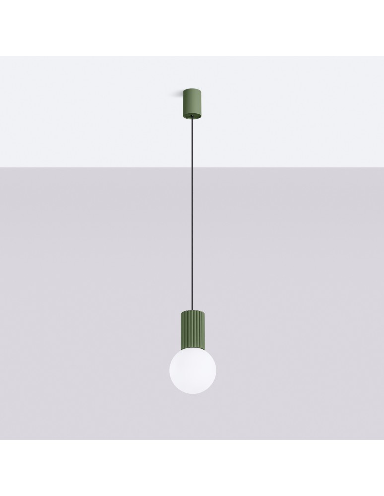 Pendant lamps spheres - Sollux HALO 1 hanging lamp green olive SL.1724 - product kolory-swiatla.pl 2