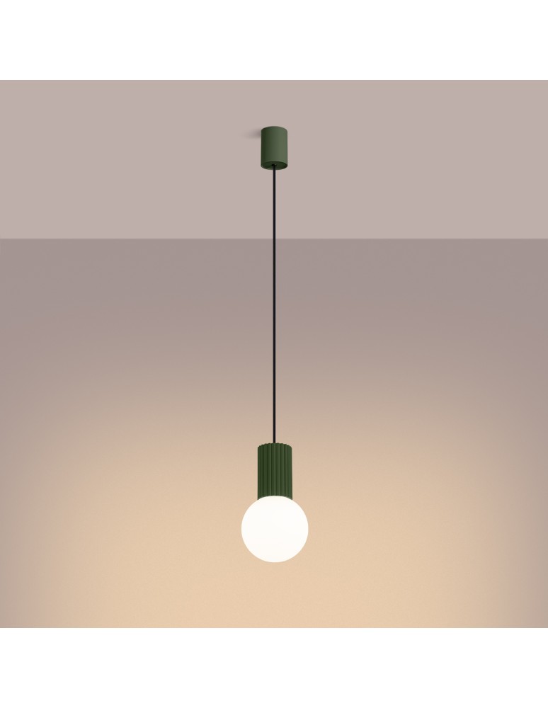Pendant lamps spheres - Sollux HALO 1 hanging lamp green olive SL.1724 - product kolory-swiatla.pl 3