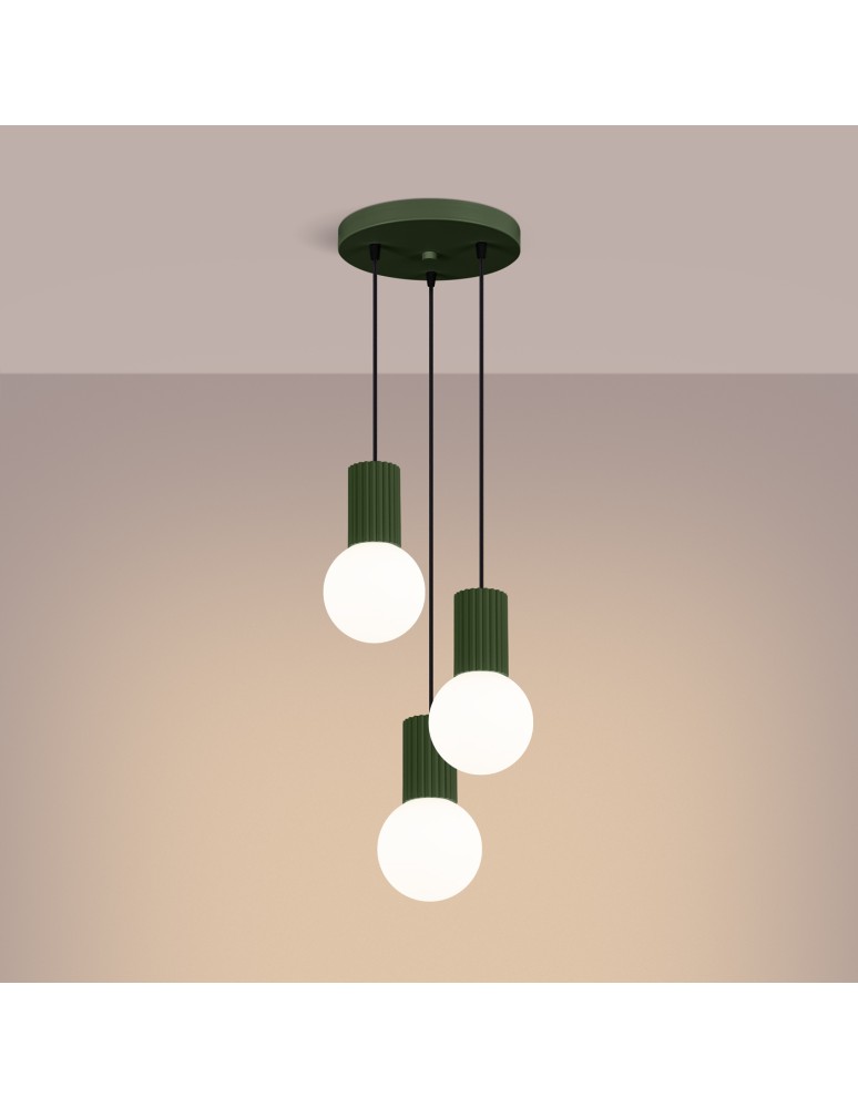 Pendant lamps spheres - Sollux HALO 3P pendant lamp green olive SL.1725 - product kolory-swiatla.pl 3