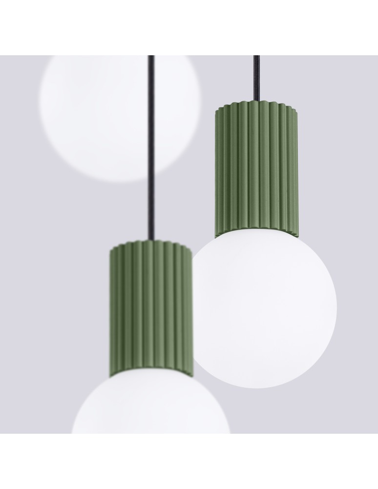Pendant lamps spheres - Sollux HALO 3P pendant lamp green olive SL.1725 - product kolory-swiatla.pl 5