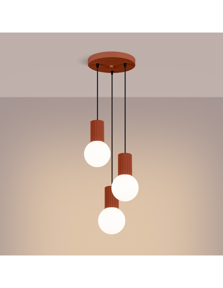 Pendant lamps spheres - Sollux HALO 3P ochre red pendant lamp SL.1730 - product kolory-swiatla.pl 3