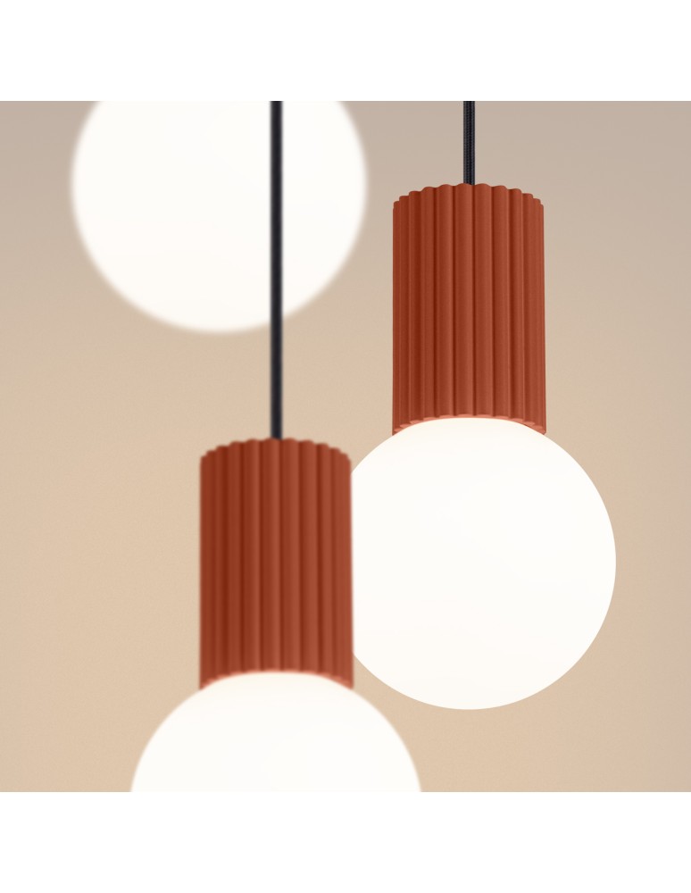 Pendant lamps spheres - Sollux HALO 3P ochre red pendant lamp SL.1730 - product kolory-swiatla.pl 4
