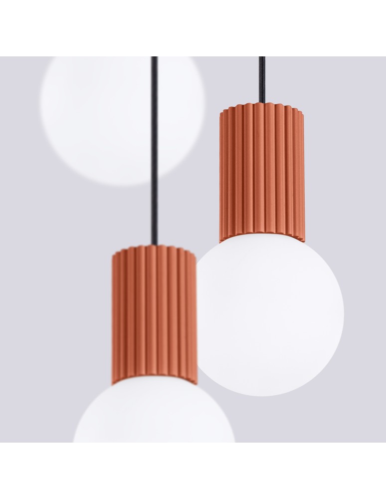 Pendant lamps spheres - Sollux HALO 3P ochre red pendant lamp SL.1730 - product kolory-swiatla.pl 5