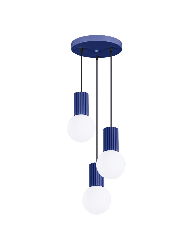 Pendant lamps spheres - Sollux HALO 3P ultramarine pendant lamp SL.1740 - product kolory-swiatla.pl 1