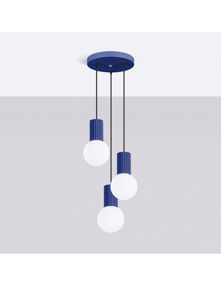 Pendant lamps spheres - Sollux HALO 3P ultramarine pendant lamp SL.1740 - product kolory-swiatla.pl 2