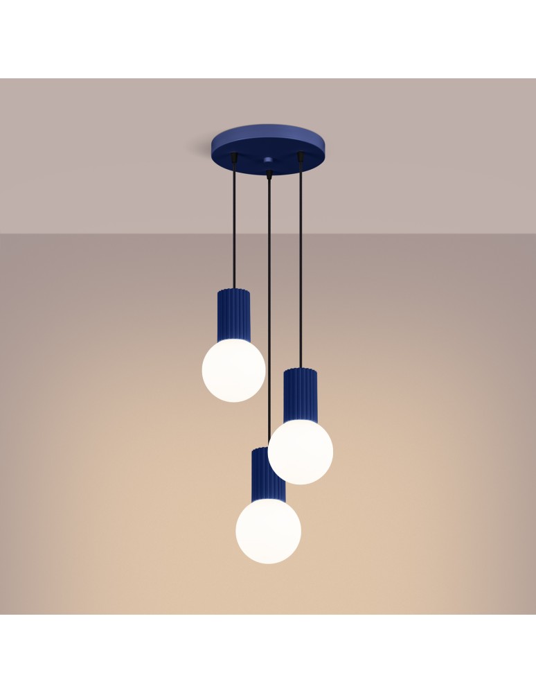 Pendant lamps spheres - Sollux HALO 3P ultramarine pendant lamp SL.1740 - product kolory-swiatla.pl 3