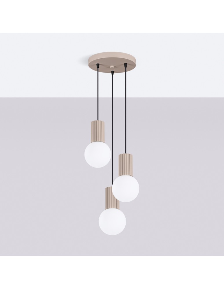 Pendant lamps spheres - Sollux HALO 3P taupe pendant lamp SL.1745 - product kolory-swiatla.pl 2