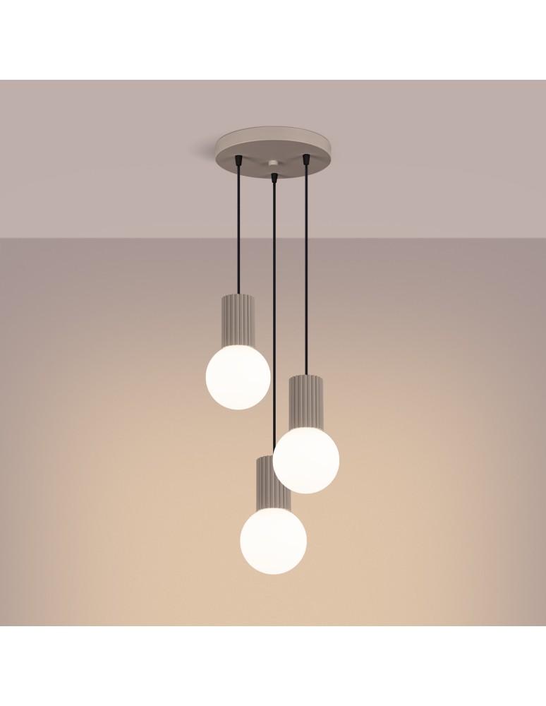 Pendant lamps spheres - Sollux HALO 3P taupe pendant lamp SL.1745 - product kolory-swiatla.pl 3
