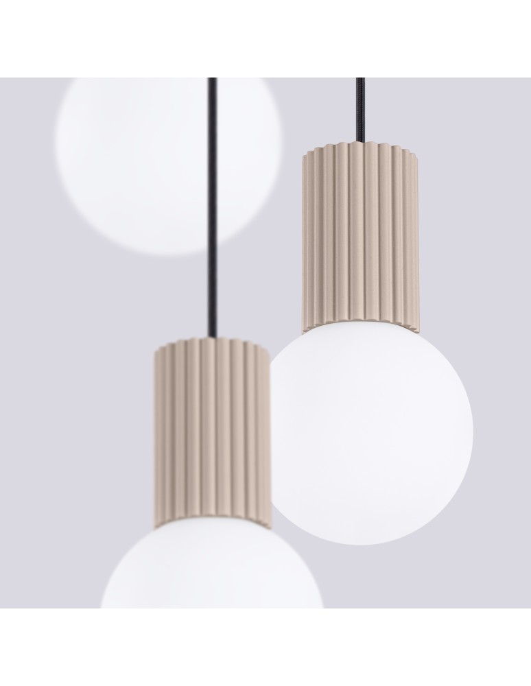 Pendant lamps spheres - Sollux HALO 3P taupe pendant lamp SL.1745 - product kolory-swiatla.pl 5
