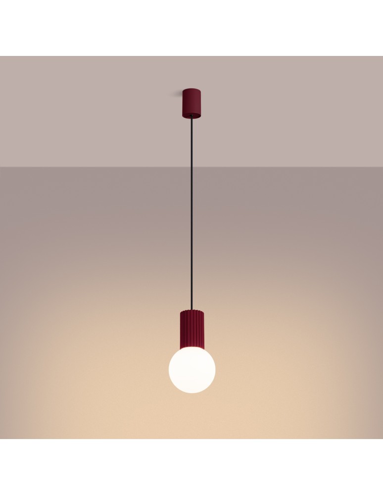 Pendant lamps spheres - Sollux HALO 1 burgundy pendant lamp SL.1749 - product kolory-swiatla.pl 3