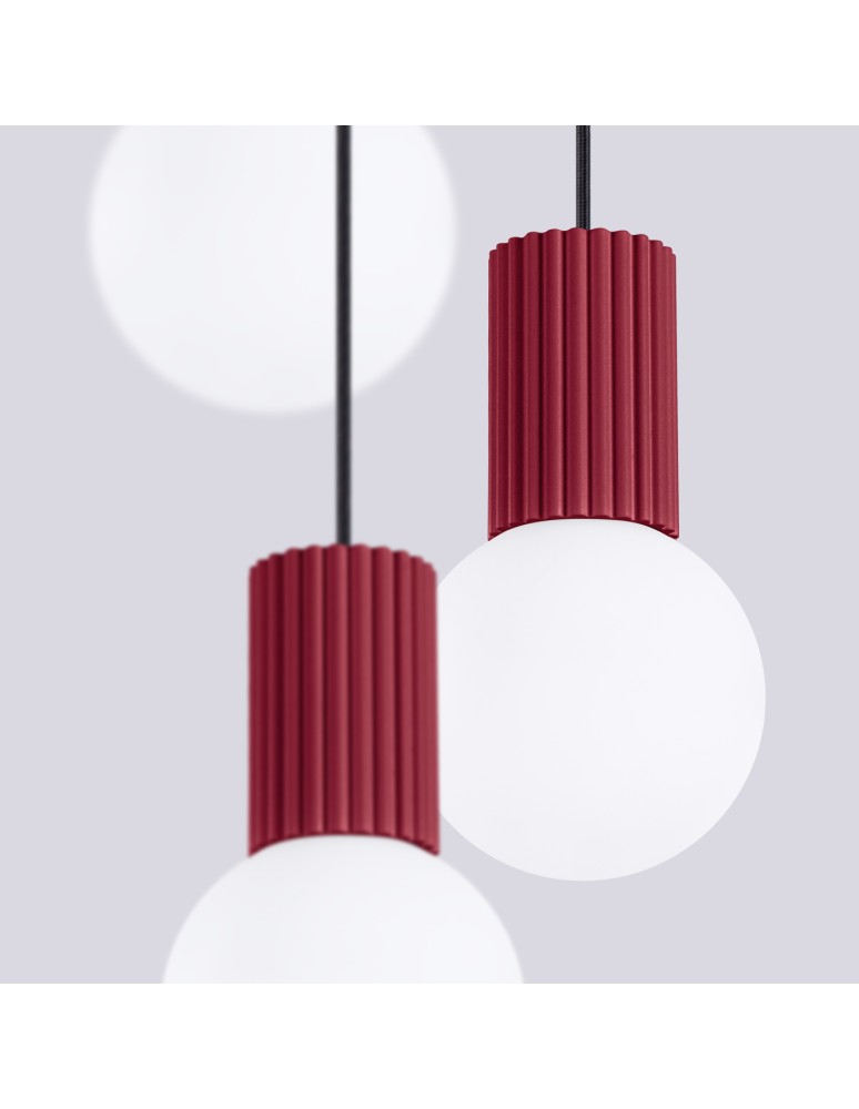 Pendant lamps spheres - Sollux HALO 3P burgundy pendant lamp SL.1750 - product kolory-swiatla.pl 5
