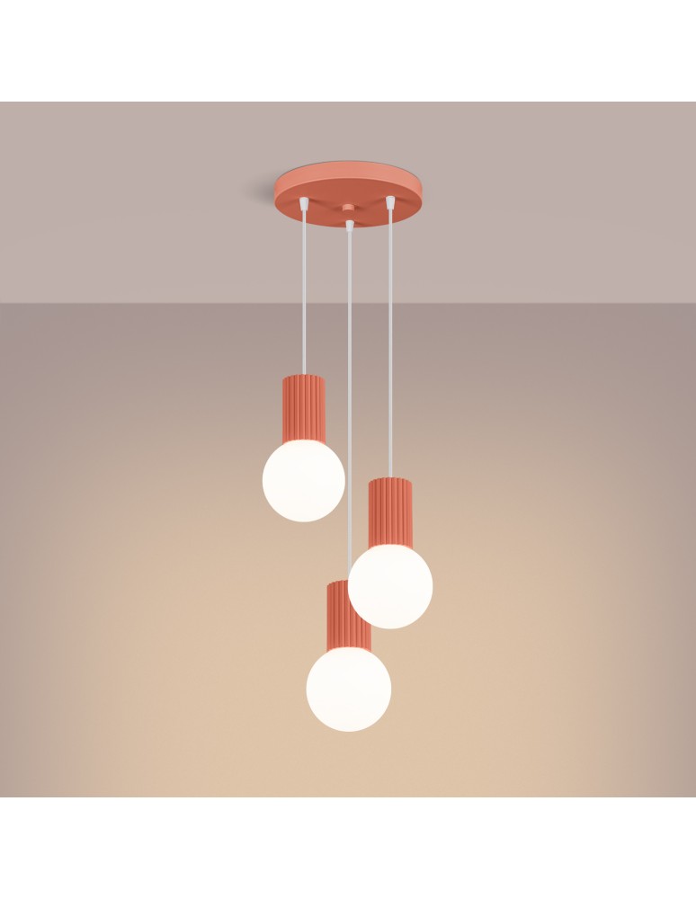 Pendant lamps spheres - Sollux HALO 3P peach pendant lamp SL.1755 - product kolory-swiatla.pl 3