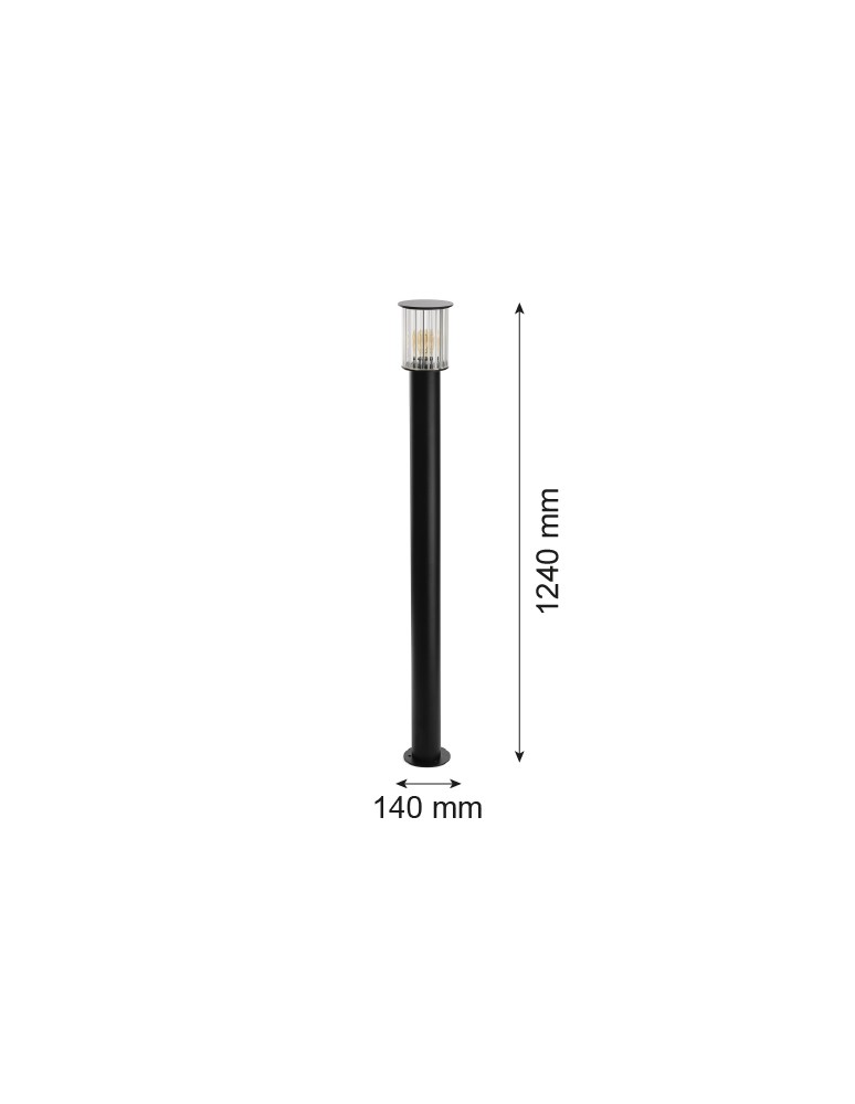 Argon NORFOLK 8750 lampa ogrodowa stojąca 1 pł., duża, czarny + transparentny E27 (nie zawiera źródła światła) / 230V al