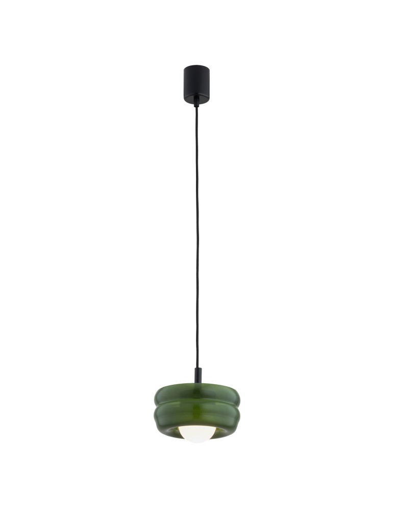 Single pendant lamps - Argon TEVO 8815 1-fl. pendant lamp, bottle green, opal mat G9 (light source not included) / 230V glass, laki steel - product kolory-swiatla.pl 1