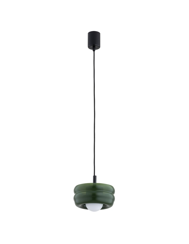 Single pendant lamps - Argon TEVO 8815 1-fl. pendant lamp, bottle green, opal mat G9 (light source not included) / 230V glass, laki steel - product kolory-swiatla.pl 3