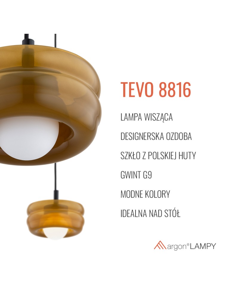 Single pendant lamps - Argon TEVO 8816 1-fl. pendant lamp, opaque amber, opal mat G9 (light source not included) / 230V glass, laki steel - product kolory-swiatla.pl 6