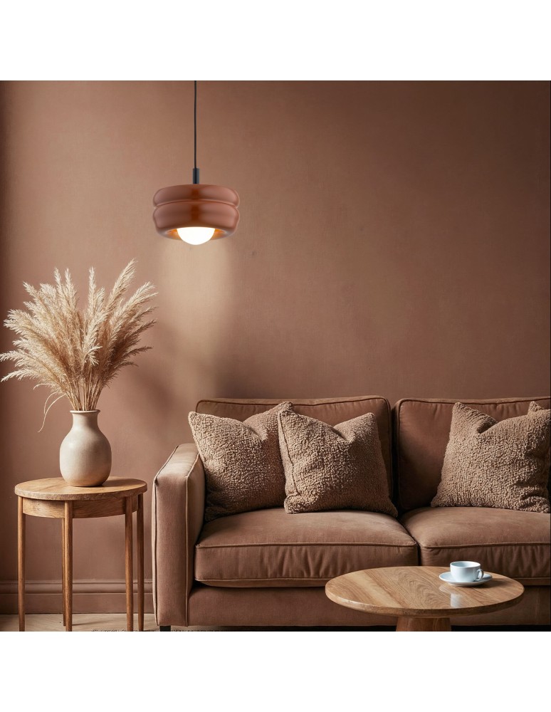 Single pendant lamps - Argon TEVO 8817 1-fl. pendant lamp, terracotta, opal mat G9 (light source not included) / 230V glass, lacquered steel - product kolory-swiatla.pl 3