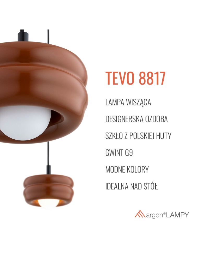 Single pendant lamps - Argon TEVO 8817 1-fl. pendant lamp, terracotta, opal mat G9 (light source not included) / 230V glass, lacquered steel - product kolory-swiatla.pl 6