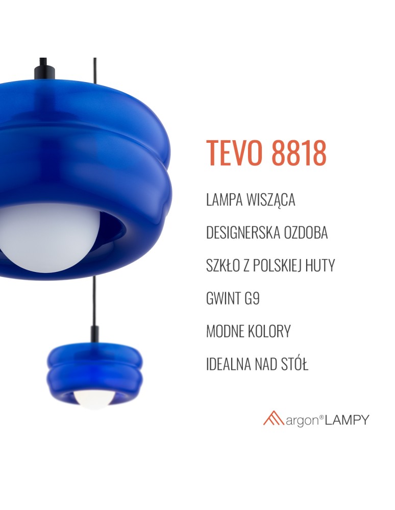 Single pendant lamps - Argon TEVO 8818 1 pł. pendant lamp, cobalt, opal mat G9 (light source not included) / 230V glass, lacquered steel - product kolory-swiatla.pl 5