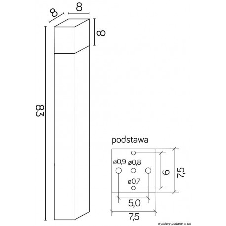 SU-MA CUBE 83cm 1x20W E27 230V Ciemny popiel CB-830 DG Stojąca