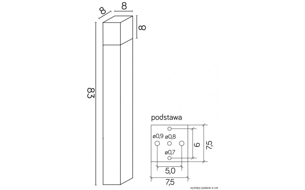 SU-MA CUBE 83cm 1x20W E27 230V Ciemny popiel CB-830 DG Stojąca