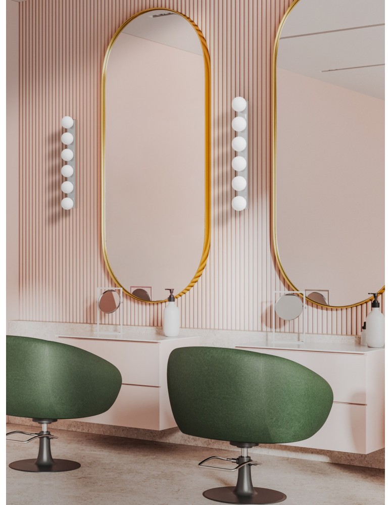 Bathroom wall lamps - Open Design Highlights Merino Parette Cromo 60 IP44 Wall lamp 6xG9 Max 8W LED 230V White Opal|Chrome OR85693 - product kolory-swiatla.pl 2
