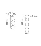 Open Design Highlights Merino Parette Cromo 30 IP44 Kinkiet 3XG9 Max 8W LED 230V Biały Opal|Chrom OR85709