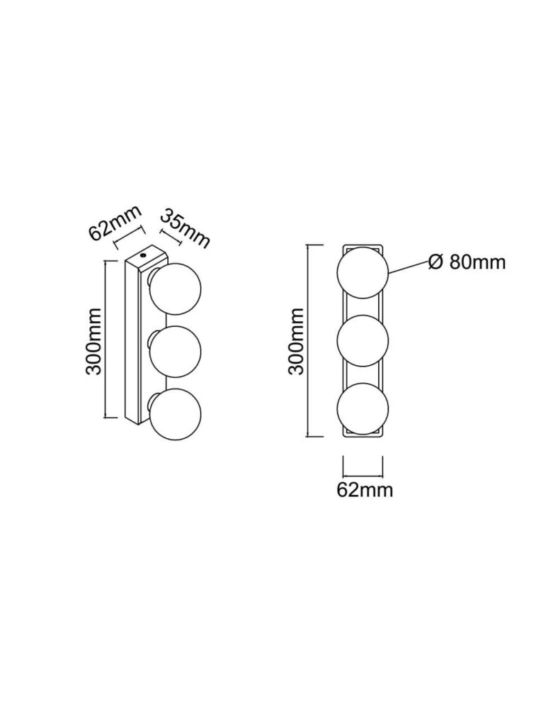Open Design Highlights Merino Parette Cromo 30 IP44 Kinkiet 3XG9 Max 8W LED 230V Biały Opal|Chrom OR85709