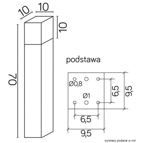 SU-MA CUBE MAX 70cm 1x20W E27 230V Ciemny popiel CB-MAX 700 DG Stojąca