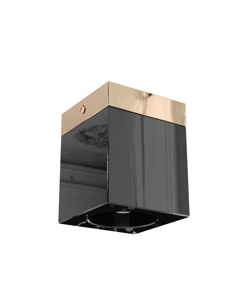 Open Design Highlights Cubo Nero Gold Oprawa Nastropowa 1xGU10 Max 8W LED 230V Czarny Połysk|Złoto OR86300