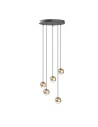 Open Design Highlights Bolicina V Gold Pendant 5x5W LED 3000K 230V 2680lm Transparent|Gold OR85518.
