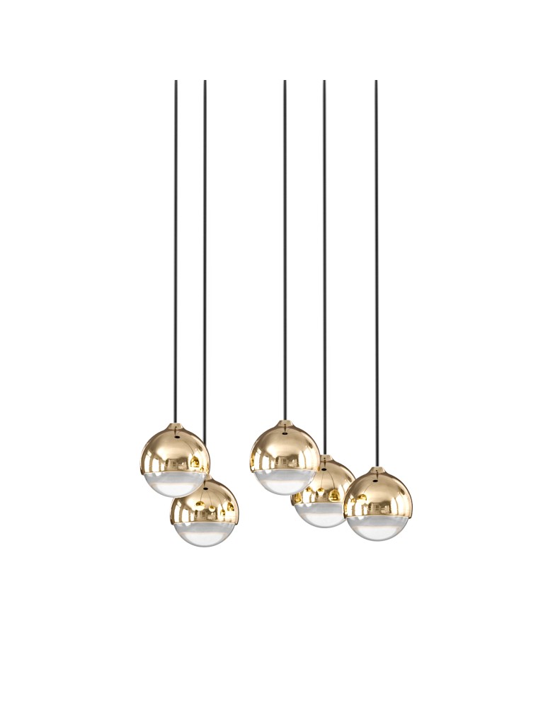 Pendant lamps spheres - Open Design Highlights Bolicina V Gold Pendant 5x5W LED 3000K 230V 2680lm Transparent|Gold OR85518. - product kolory-swiatla.pl 2