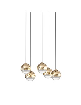 Open Design Highlights Bolicina V Gold Pendant 5x5W LED 3000K 230V 2680lm Transparent|Gold OR85518. - product 2