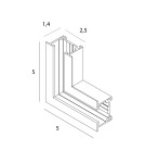 Accessories for magnetic busbars - Maxlight Angle 90°. Ceiling or Wall Mounting. For NT0011,NT0012- Micro11 Black NT0013 rails. - product 2