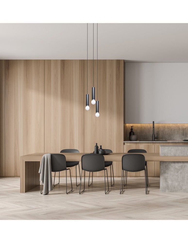 Italux Macera Wisząca 3xE27 piaskowy czarny PND-33849-3R-BK