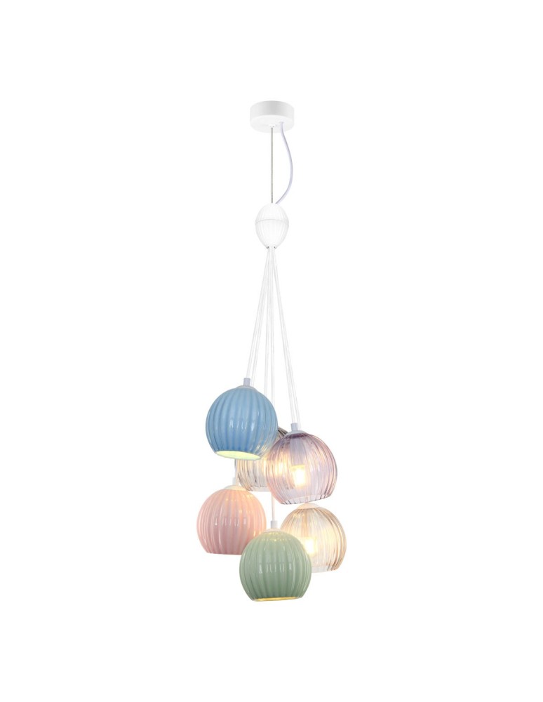 Multicolored pendant lamps - Italux Cases Pendant 6xE14 White matte PND-94794-6B-MLTI - product kolory-swiatla.pl 1