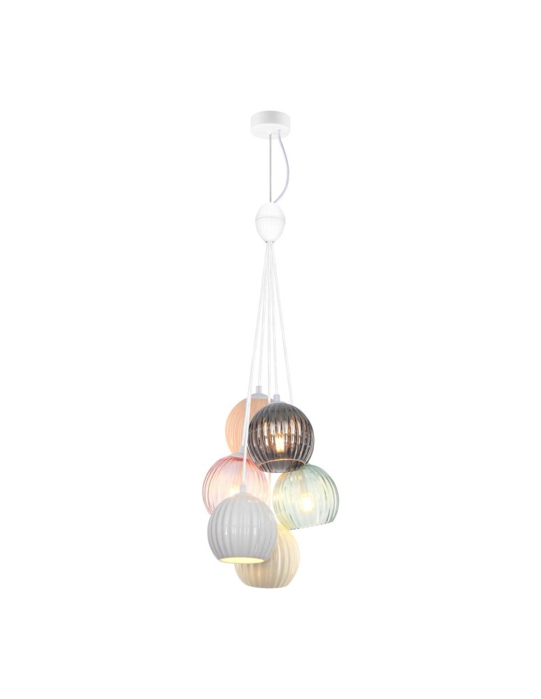 Multicolored pendant lamps - Italux Cases Pendant 6xE14 White matte PND-94794-6A-MLTI - product kolory-swiatla.pl 1