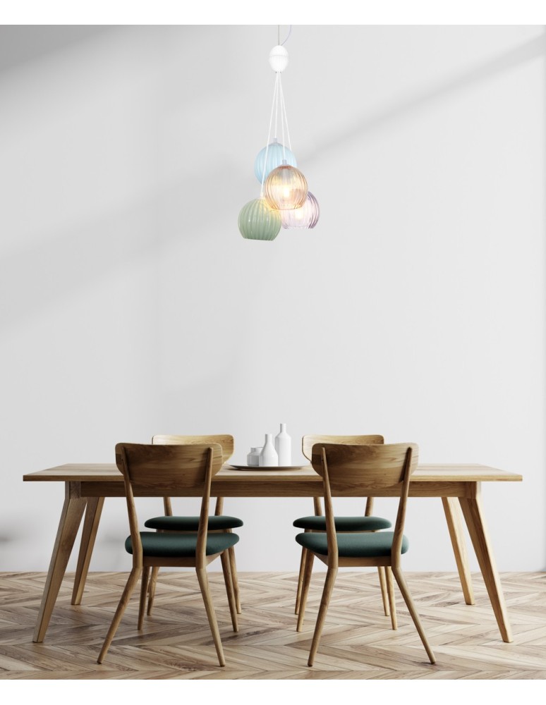 Multicolored pendant lamps - Italux Cases Pendant 4xE14 White matte PND-94794-4B-MLTI - product kolory-swiatla.pl 2