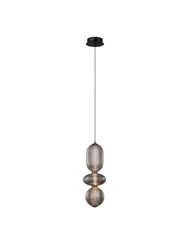 Single pendant lamps - Italux Nico LED Pendant 3000K 363lm Black, antique brass, gold PND-8545-3-AB-SG - product kolory-swiatla.pl 1