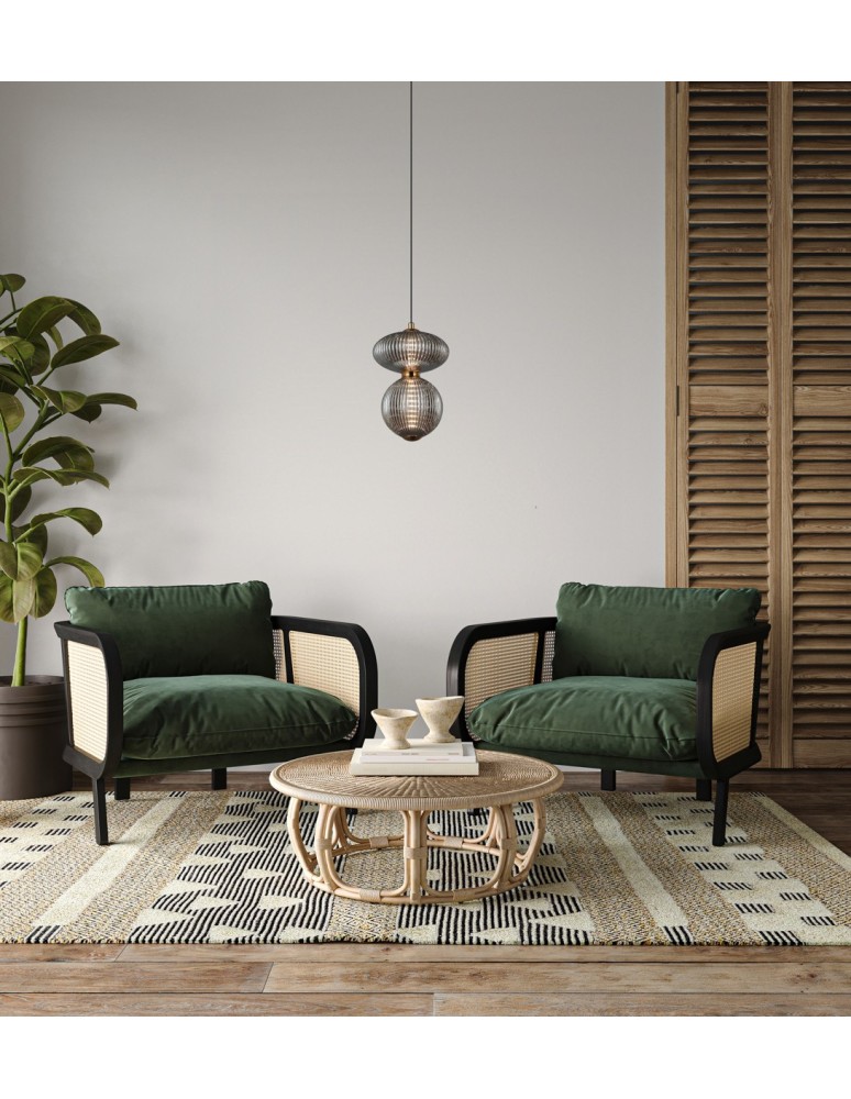 Single pendant lamps - Italux Nico LED Pendant 3000K 236lm Black, antique brass, gold PND-8545-2B-AB-SG - product kolory-swiatla.pl 2