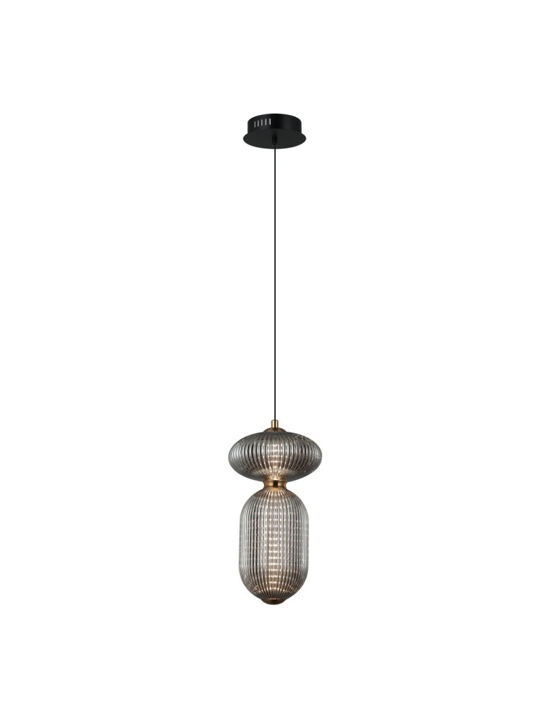 Single pendant lamps - Italux Nico LED Pendant 3000K 294lm Black, antique brass, gold PND-8545-2A-AB-SG - product kolory-swiatla.pl 1
