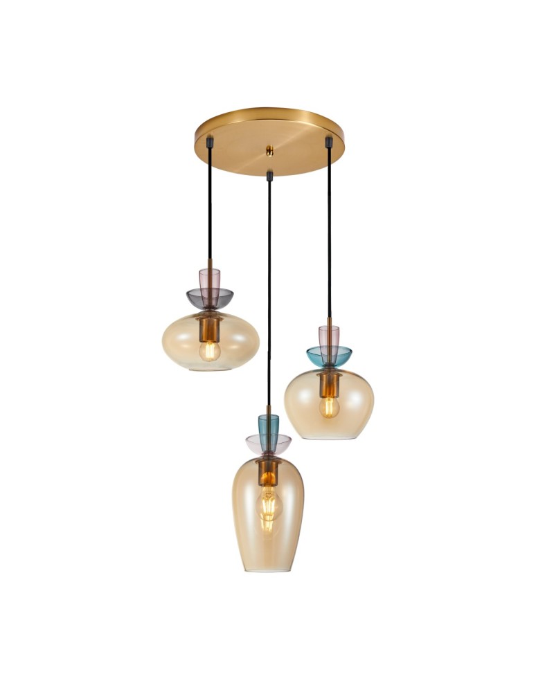 Triple pendant lamps - Italux Fanda Pendant 3xE27 Gold PND-31882-3A-GD-AMB - product kolory-swiatla.pl 1
