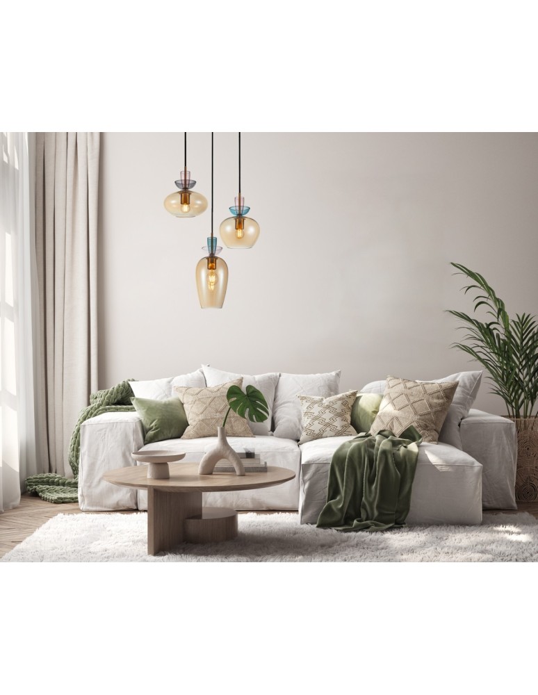 Triple pendant lamps - Italux Fanda Pendant 3xE27 Gold PND-31882-3A-GD-AMB - product kolory-swiatla.pl 2