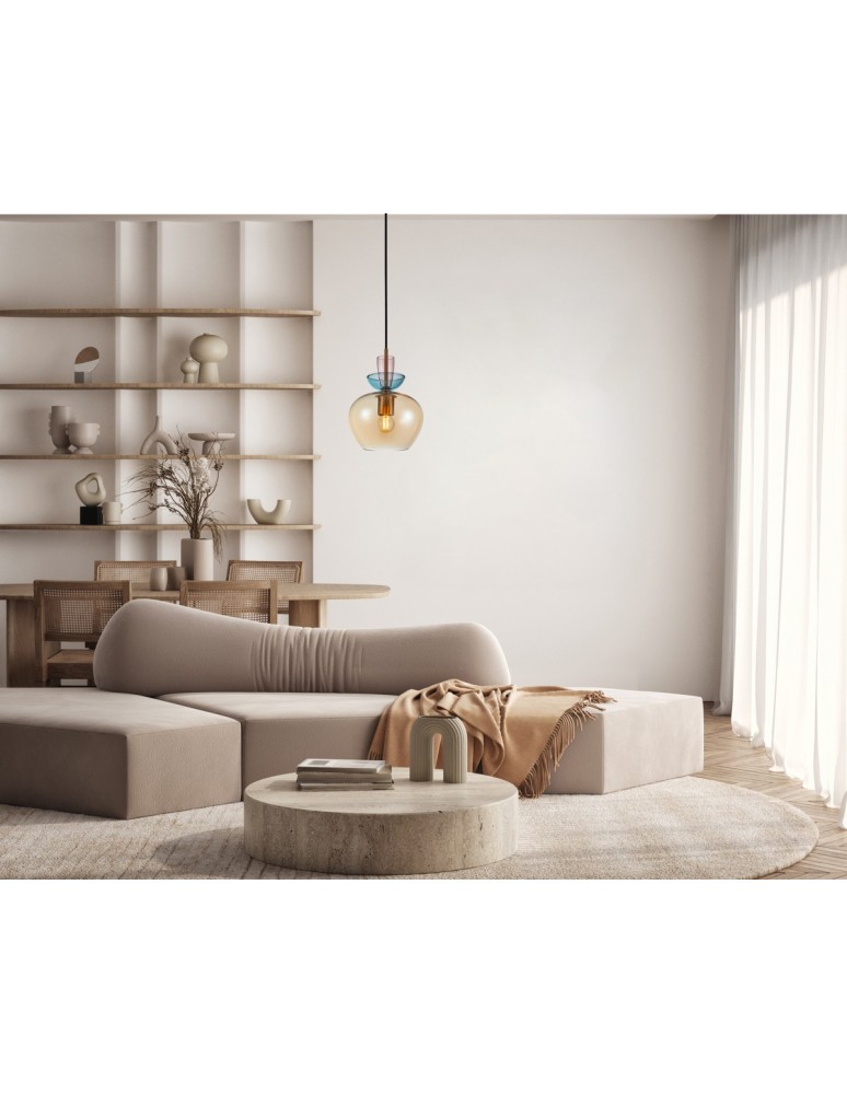 Single pendant lamps - Italux Fanda Pendant 1xE27 Gold PND-31882-1-GD-AMB - product kolory-swiatla.pl 2