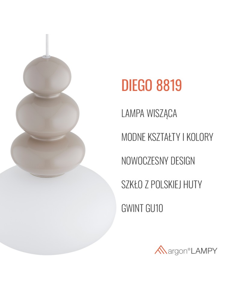Single pendant lamps - Argon DIEGO 8819 GU10 (light source not included) / 230V glass, painted steel - product kolory-swiatla.pl 10