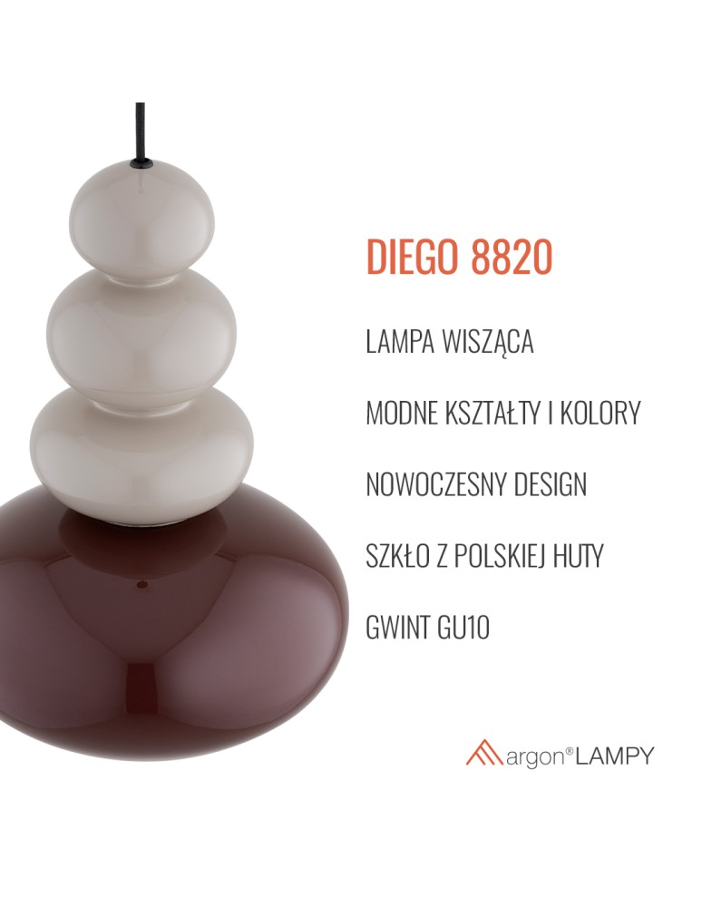 Argon DIEGO 8820  GU10 (nie zawiera źródła światła) / 230V szkło, stal lakierowana