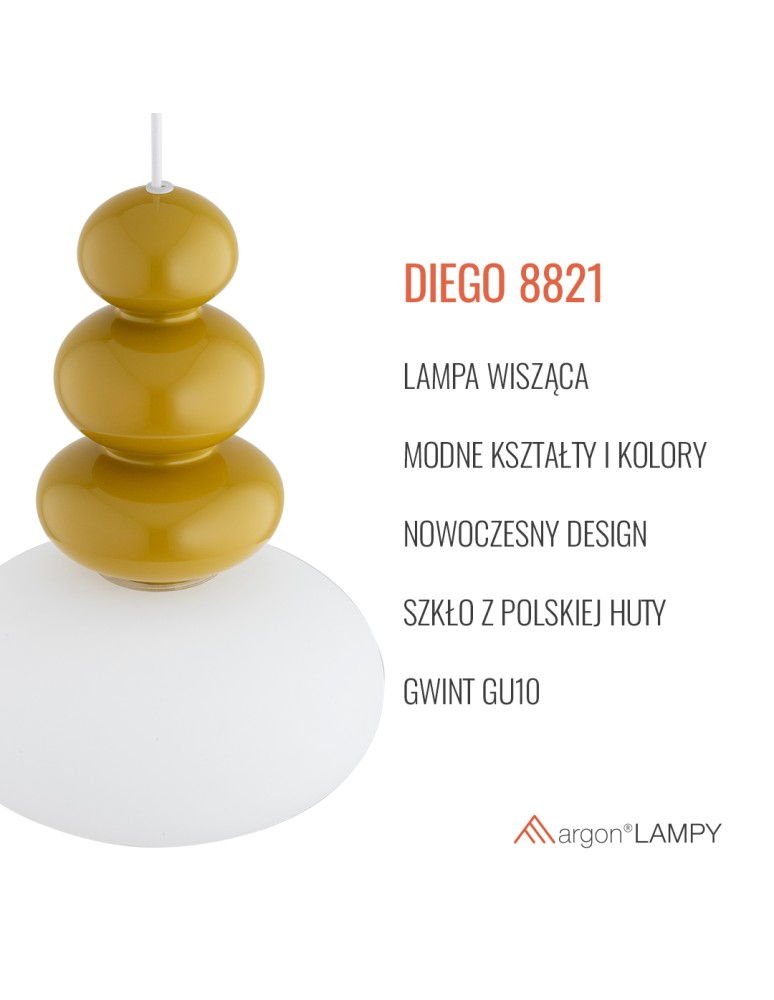 Single pendant lamps - Argon DIEGO 8821 GU10 (light source not included) / 230V glass, painted steel - product kolory-swiatla.pl 10